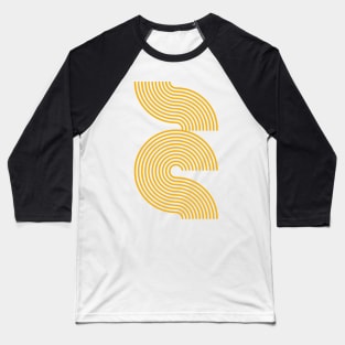 Yellow Retro Mid Century Modern Line Pattern Baseball T-Shirt